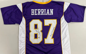 BERNARD BERRIAN Signed Minnesota Vikings Purple Football Jersey 99 TD Reception Inscription JSA COA