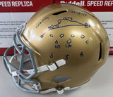 RUDY RUETTIGER Signed Notre Dame Fighting Irish Full Size Speed Replica Helmet Full Movie Quote Inscription & The Play Inscription Beckett COA