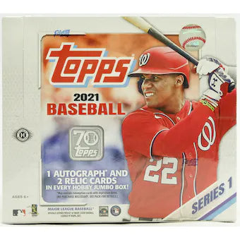 2021 Topps Series 1 Baseball Hobby Jumbo Box (1 Autograph and 2 Relic Cards Per Box!)