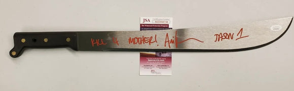 ARI LEHMAN Signed Machete 'Kill 4 Mother' Jason Voorhees Friday The 13th JSA COA