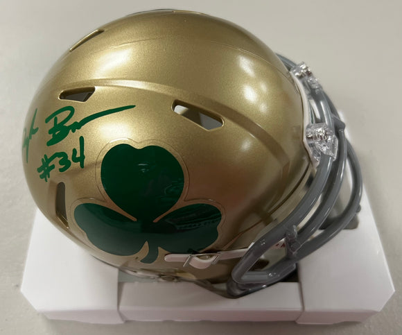 DRAYK BOWEN Signed Notre Dame Shamrock Speed Mini Helmet Beckett COA