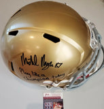 MICHAEL MAYER Signed Full Size Replica Helmet Notre Dame Fighting Irish Play Like A Champion Today! Inscription JSA COA