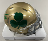 AUDRIC ESTIME Signed Notre Dame Fighting Irish Shamrock Speed Mini Helmet Beckett COA