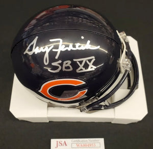 GARY FENCIK Signed Chicago Bears Mini Helmet Silver Ink Auto JSA COA