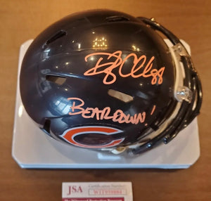 DESMOND CLARK Signed Chicago Bears Mini Helmet Bear Down! Inscription JSA COA