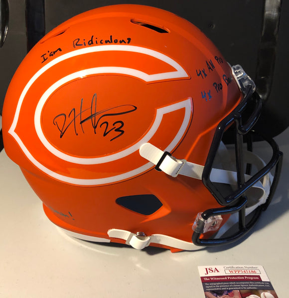 DEVIN HESTER Signed Chicago Bears Orange AMP Replica Full Size Helmet 