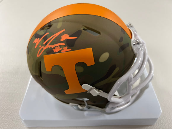VELUS JONES JR Signed Tennessee Volunteers Speed Camo Mini Helmet Beckett COA