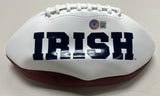 JOE ALT Signed Notre Dame Fighting Irish White Panel Logo Football God, Country, Notre Dame Inscription Beckett COA
