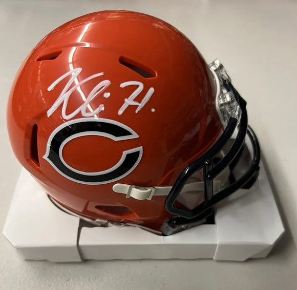 KHALIL HERBERT Signed Alternative Orange Chicago Bears Mini Helmet Beckett COA