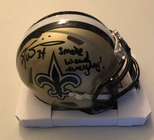 RICKY WILLIAMS Signed New Orleans Saints Speed Mini Helmet Smoke Weed Everyday! Inscription JSA COA