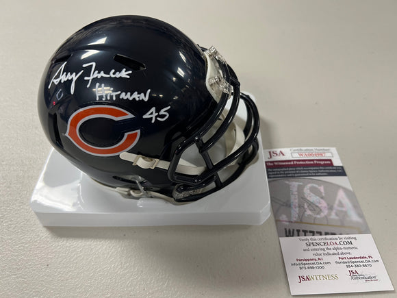GARY FENCIK Signed Chicago Bears Speed Mini Helmet HITMAN Inscription JSA COA