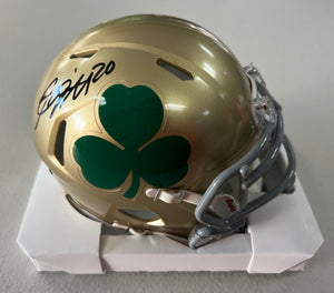 BENJAMIN MORRISON Signed Notre Dame Shamrock Speed Mini Helmet Beckett COA