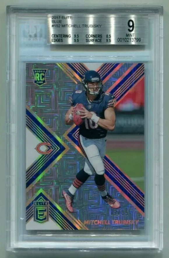2017 Panini Donruss Elite MITCHELL TRUBISKY Rookie Blue Foil Parallel /15 Chicago Bears Pittsburgh Steelers BGS 9