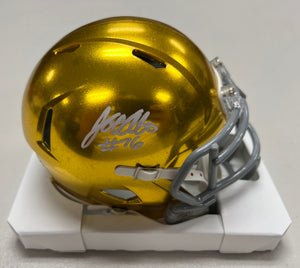 JOE ALT Signed Notre Dame Fighting Irish Gold Hydro Speed Mini Helmet Beckett COA