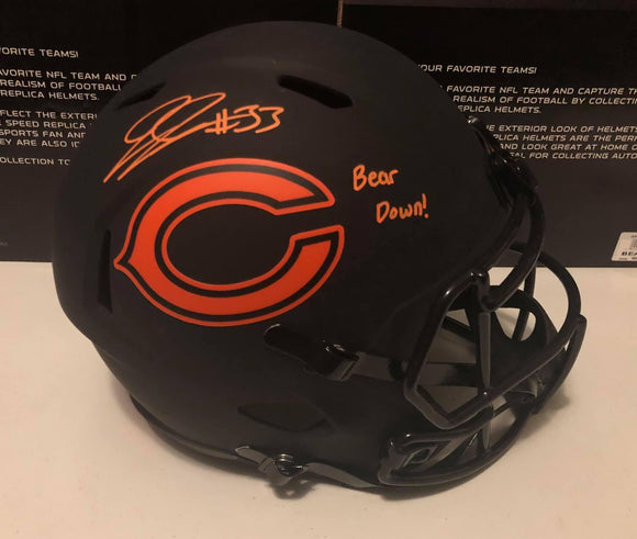 JAYLON JOHNSON Autographed “Bear Down!” Alternative Eclipse Chicago Bears Full Size Helmet JSA COA