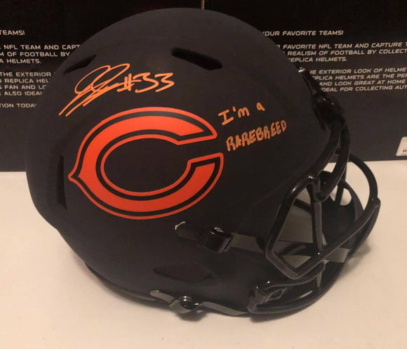 JAYLON JOHNSON Autographed “I’m a RAREBREED” Alternative Eclipse Chicago Bears Full Size Helmet JSA COA