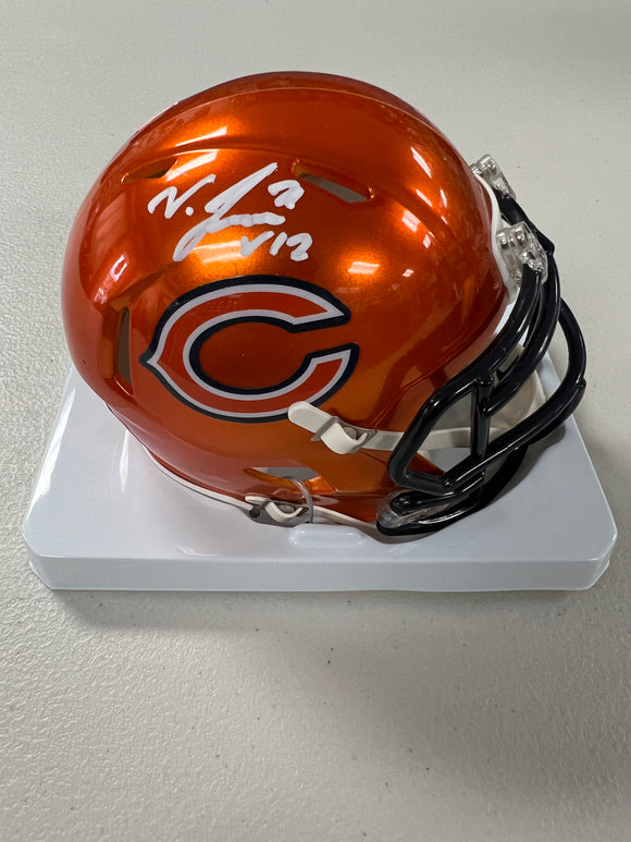 VELUS JONES JR Signed Flash Chicago Bears Mini Helmet Beckett COA