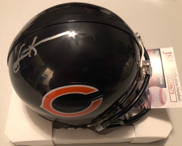 DENNIS MCKINNON Signed Chicago Bears Navy Mini Helmet JSA COA