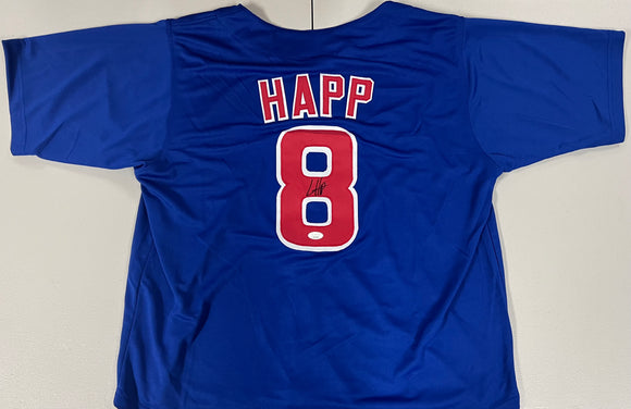 IAN HAPP Signed Chicago Cubs Blue Baseball Jersey JSA COA
