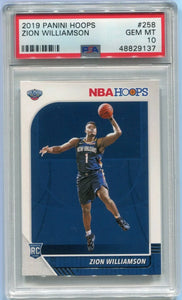 2019 Panini Hoops ZION WILLIAMSON Rookie #258 New Orleans Pelicans PSA 10
