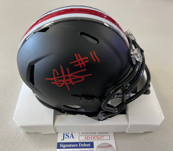 C.J. HICKS Signed Ohio State Buckeyes Alternate Black Mini Helmet JSA COA