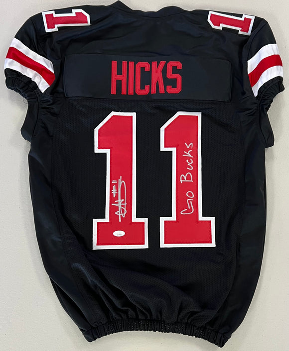 C.J. HICKS Signed Ohio State Buckeyes Black Pro Style  Football Jersey GO BUCKS Inscription JSA COA