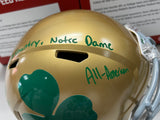 JOE ALT Signed Notre Dame Fighting Irish Full Size Shamrock Speed Replica Helmet (God, Country, Notre) (All-American) (Go Irish!) Inscriptions Beckett COA