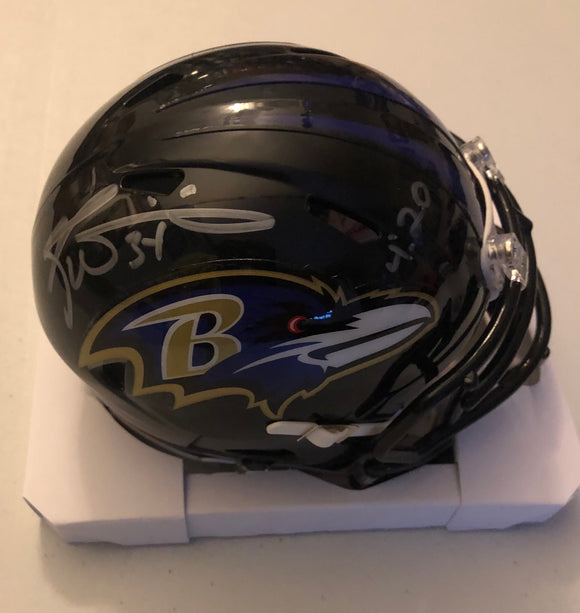 RICKY WILLIAMS Signed Baltimore Ravens Black Speed Mini Helmet 4:20 Inscription JSA COA