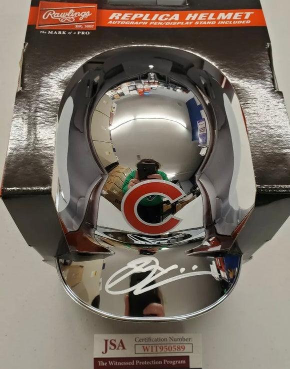 OWEN CAISSIE Signed Chicago Cubs Limited Edition Chrome Mini Batting Helmet JSA COA