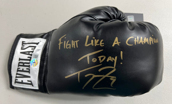 TOM ZBIKOWSKI Signed Everlast Right Hand Black Boxing Glove Fight Like A Champion Today! Inscription Beckett COA