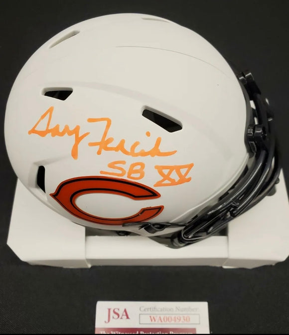 GARY FENCIK Signed Chicago Bears Lunar Eclipse Mini Helmet SB XX Inscription JSA COA