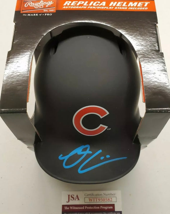 OWEN CAISSIE Signed Chicago Cubs Limited Edition Matte Black Mini Batting Helmet JSA COA