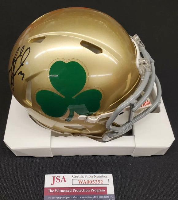 MICHAEL FLOYD Signed Notre Dame Fighting Irish Shamrock Speed Mini Helmet JSA COA