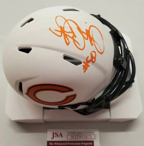 BERNARD BERRIAN Signed Lunar Mini Helmet Orange Ink Auto Chicago Bears JSA COA