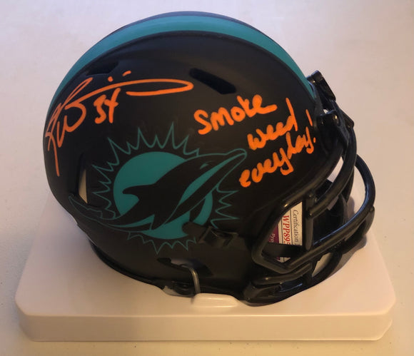 RICKY WILLIAMS Signed Miami Dolphins Eclipse Mini Helmet Smoke Weed Everyday! Inscription JSA COA