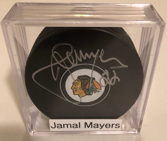 JAMAL MAYERS Autographed Chicago Blackhawks Hockey Puck JSA COA