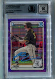 2020 Bowman Chrome OWEN CAISSIE Signed Purple Refractor /250 San Diego Padres Chicago Cubs Beckett 10 BAS