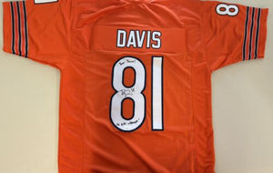 RASHIED DAVIS Signed Chicago Bears Orange Football Jersey Bear Down! & 06 NFC Champs! Inscriptions JSA COA