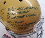CHRIS ZORICH Signed Notre Dame Fighting Irish Full Size Replica Helmet Full Career Stat Inscriptions JSA COA