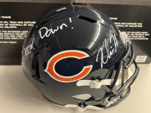KHALIL HERBERT Signed Chicago Bears Full Size Speed Replica Helmet Bear Down! Inscription Beckett COA